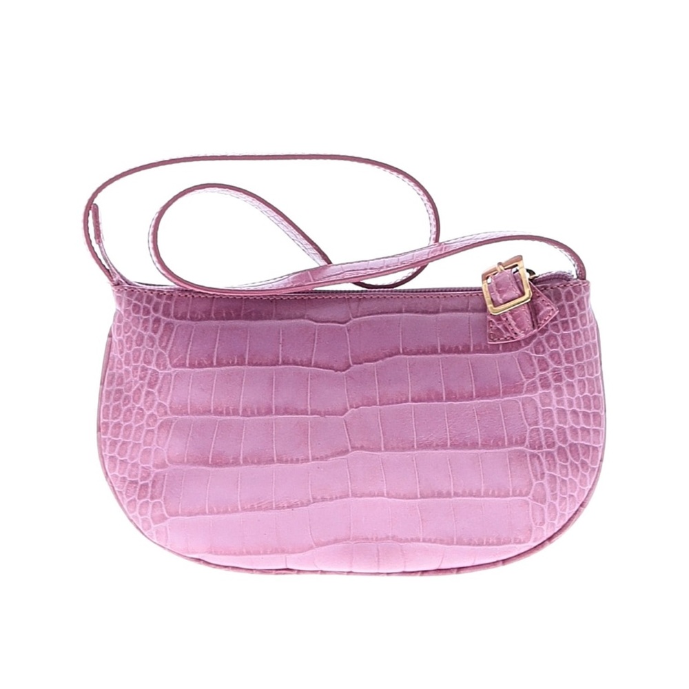 Max Mara
 Pink Croc Embossed Leather Shoulder Bag Mini Baguette Y2K 90s Style